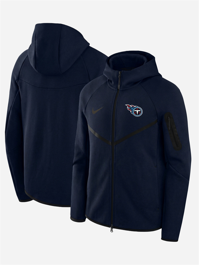 Men's Navy Tennessee Titans Tech Fleece Full-Zip Windrunner Hoodie